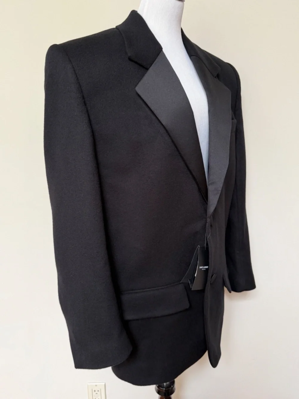 Saint Laurent YSL Runway Oversize Cashmere Wool Tuxedo Blazer Jacket